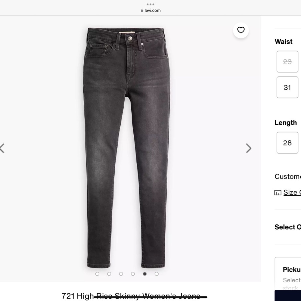 Levi’s 721 High Rise Skinny Jeans
